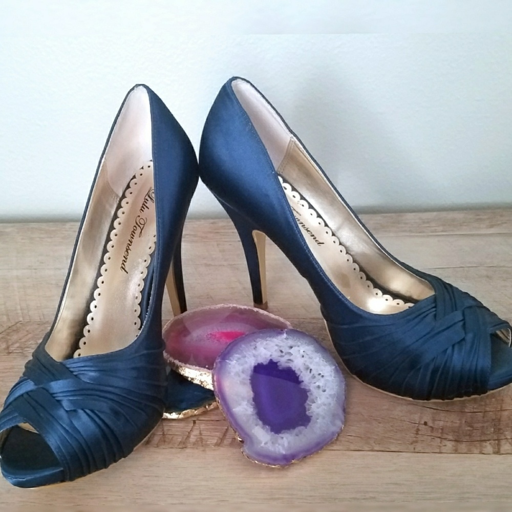 Teal Satin LuLu Townsend Peep Toe Pumps Size 8